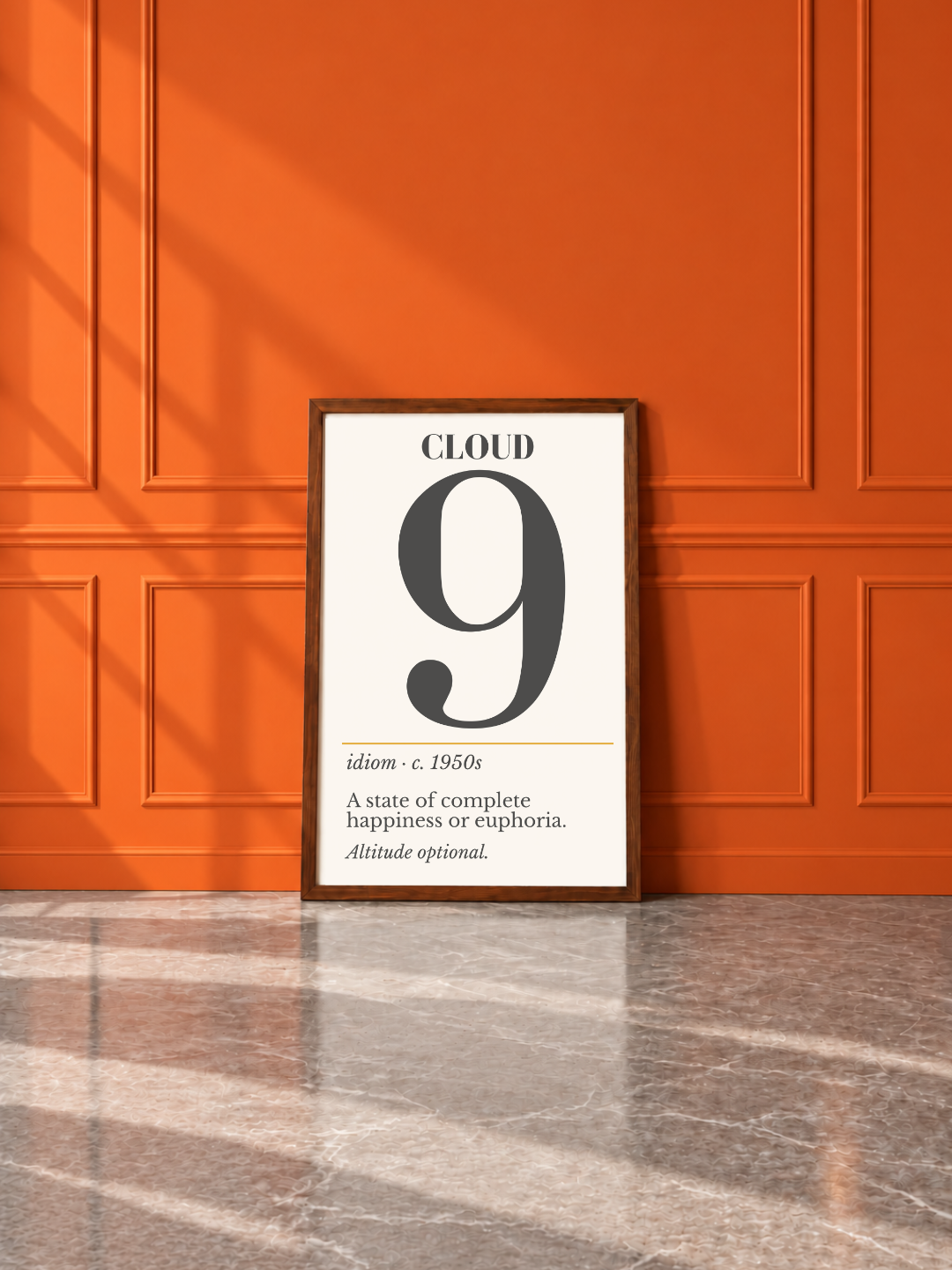 Cloud Nine Print, Retro Definition Wall Art — Number Poster, Optimist Gift