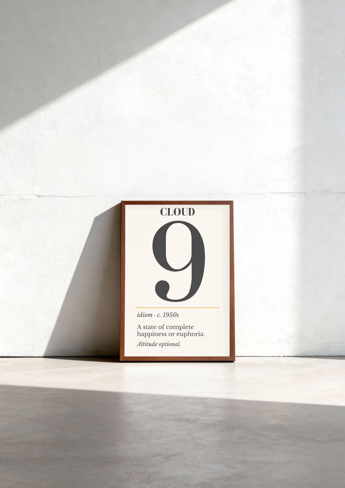 Cloud Nine Print, Retro Definition Wall Art — Number Poster, Optimist Gift