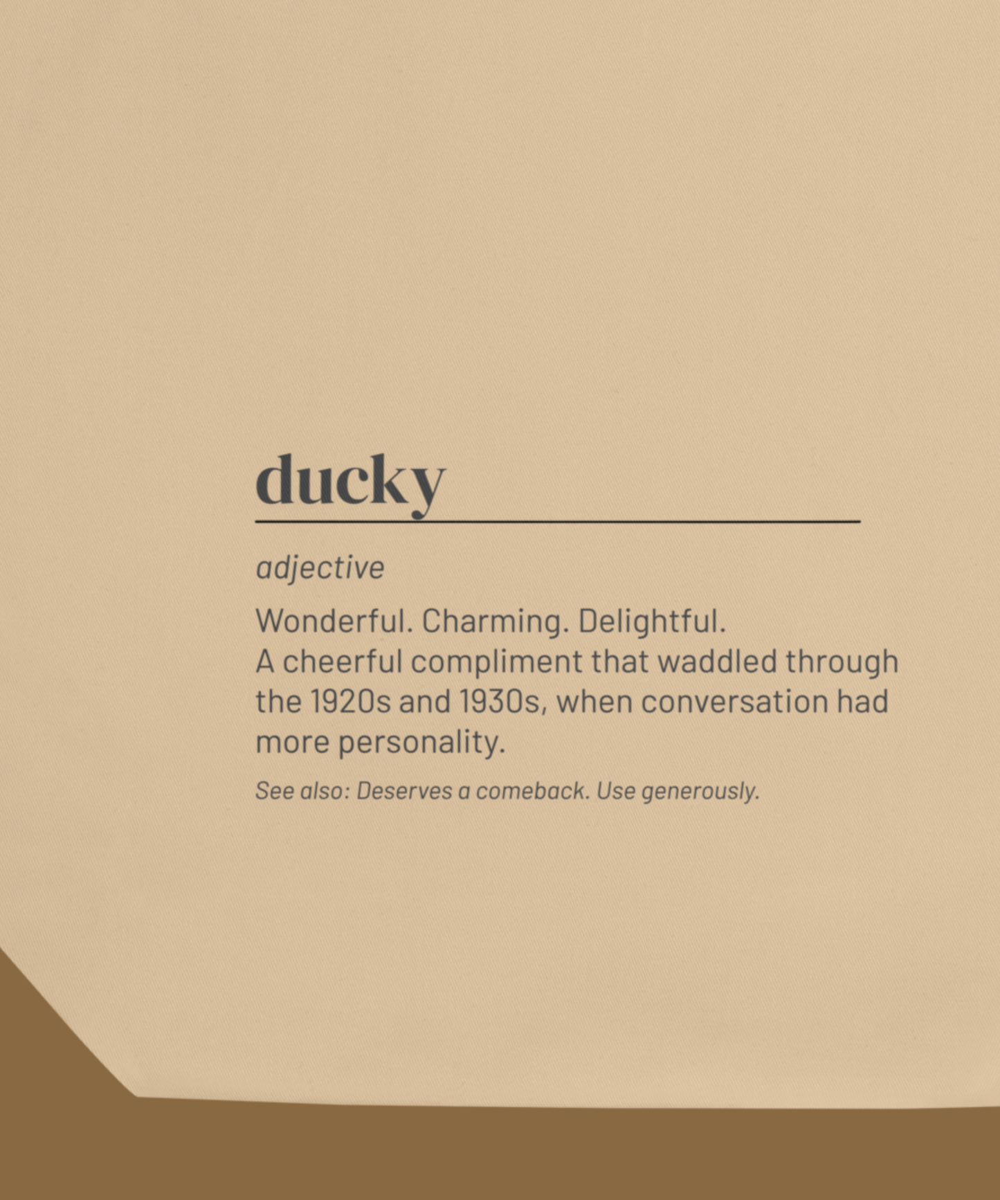 Ducky Tote — Vintage Slang Canvas Bag, 1920s Charm Gift