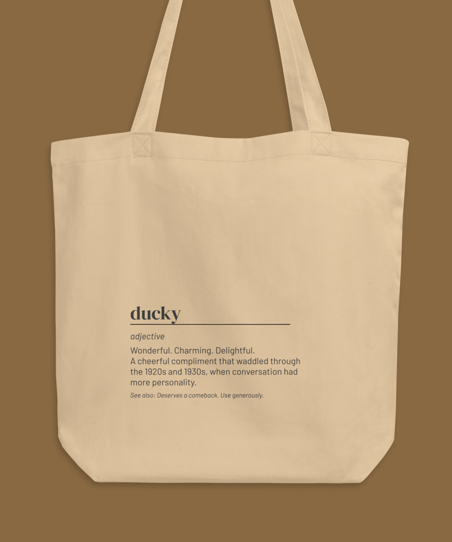 Ducky Tote — Vintage Slang Canvas Bag, 1920s Charm Gift