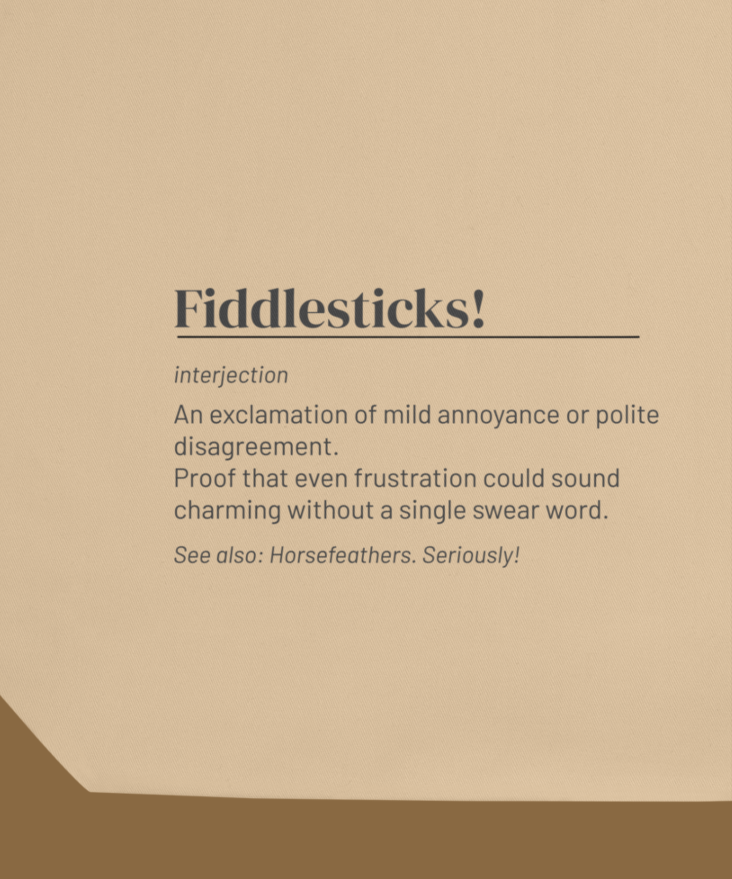 Fiddlesticks Tote — Vintage Slang Canvas Bag, Victorian Wit Gift