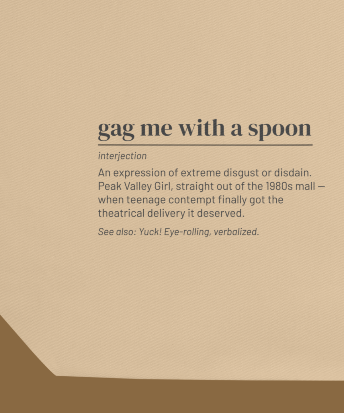 Gag Me with a Spoon — 80s Slang Definition Tote Bag, Gen X Gift, Valley Girl Canvas Bag