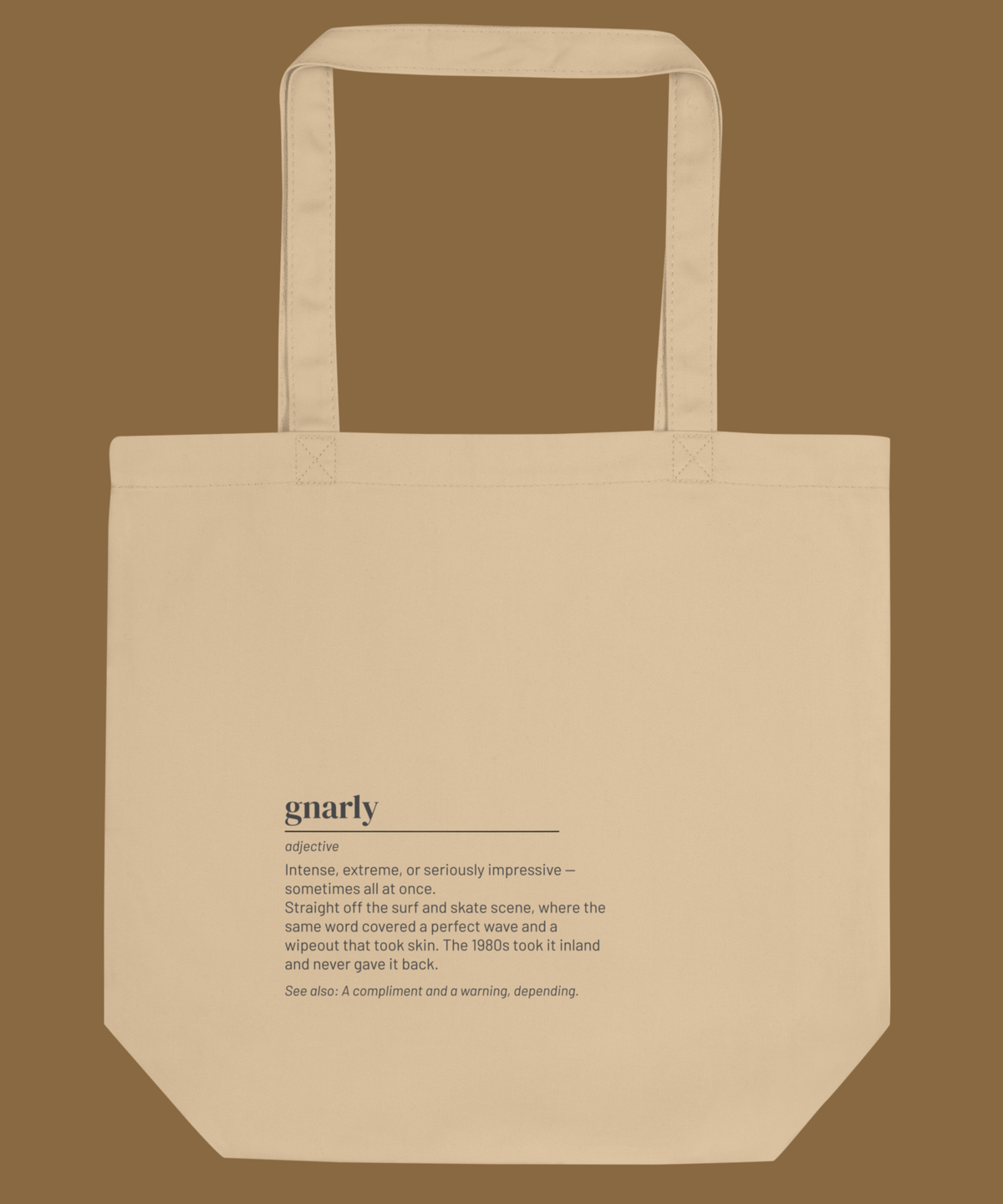 Gnarly — 80s Slang Definition Tote Bag, Gen X Gift, Retro Surfer Skater Canvas Bag