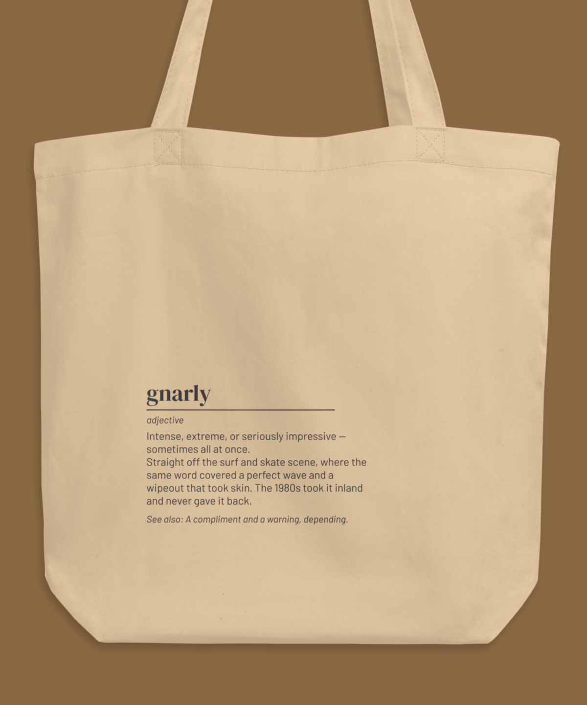 Gnarly — 80s Slang Definition Tote Bag, Gen X Gift, Retro Surfer Skater Canvas Bag