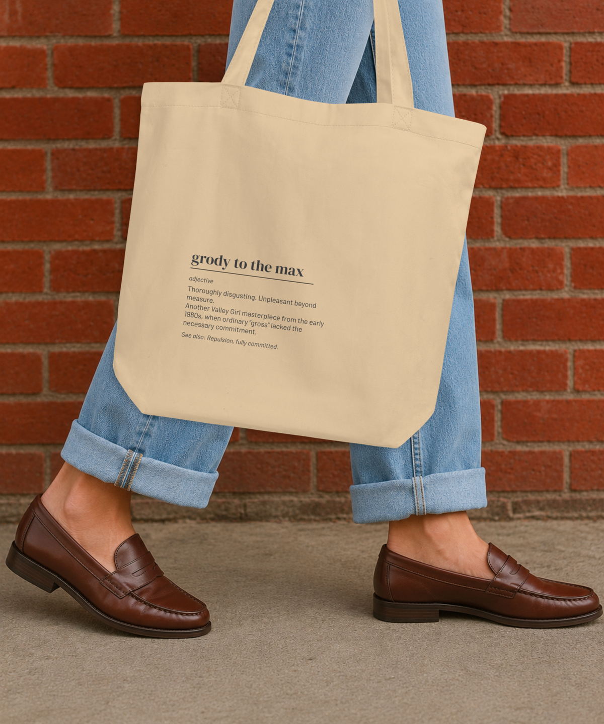 Grody to the Max — 80s Slang Definition Tote Bag, Gen X Gift, Valley Girl Canvas Bag