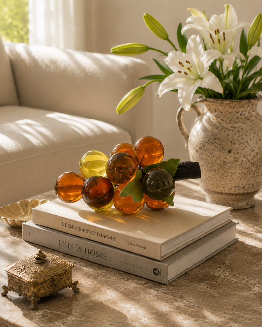 Haus Finds No. 003 — The Grape Cluster — Vintage MCM Amber Glass Grape Sculpture — Mid-Century