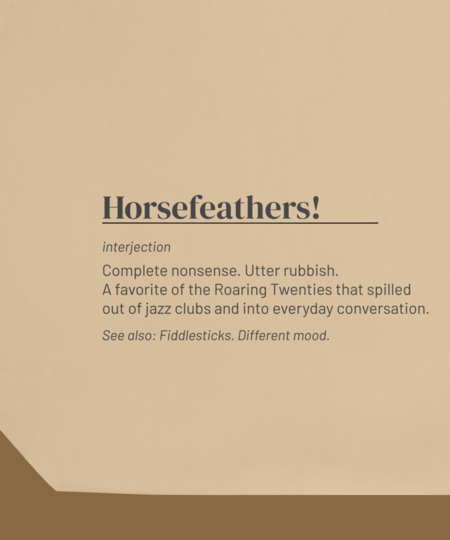 Horsefeathers Tote — Vintage Slang Canvas Bag, Roaring Twenties Gift
