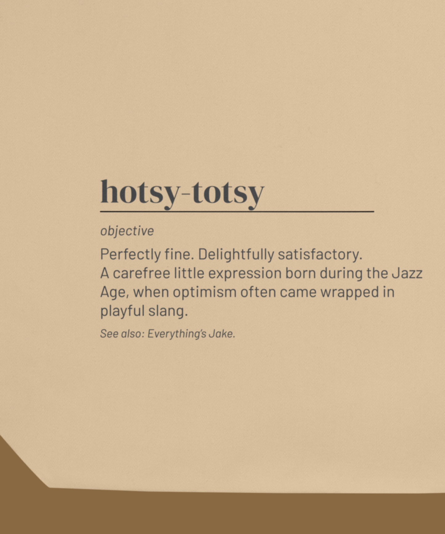 Hotsy-Totsy Tote — Retro Slang Canvas Bag, Jazz Age Gift