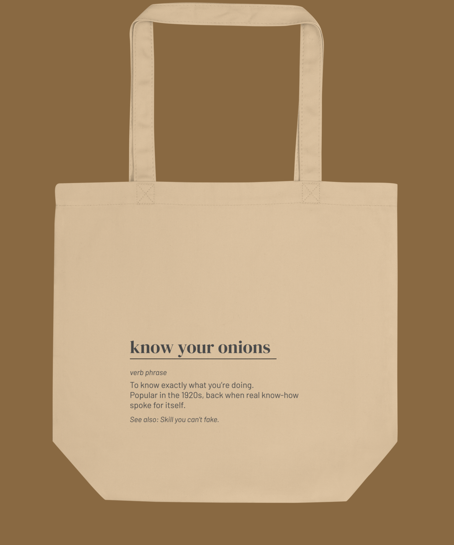 Know Your Onions Tote — Vintage Slang Canvas Bag, 1920s Wit Gift