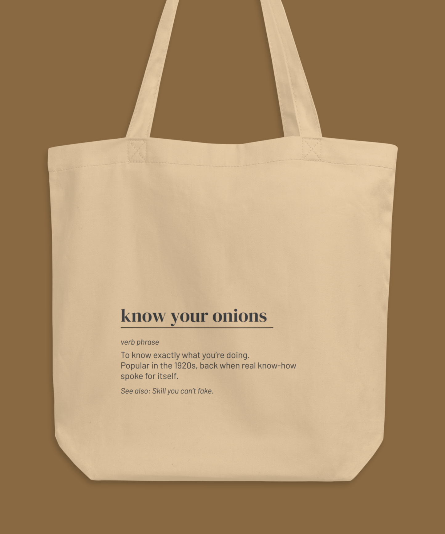 Know Your Onions Tote — Vintage Slang Canvas Bag, 1920s Wit Gift