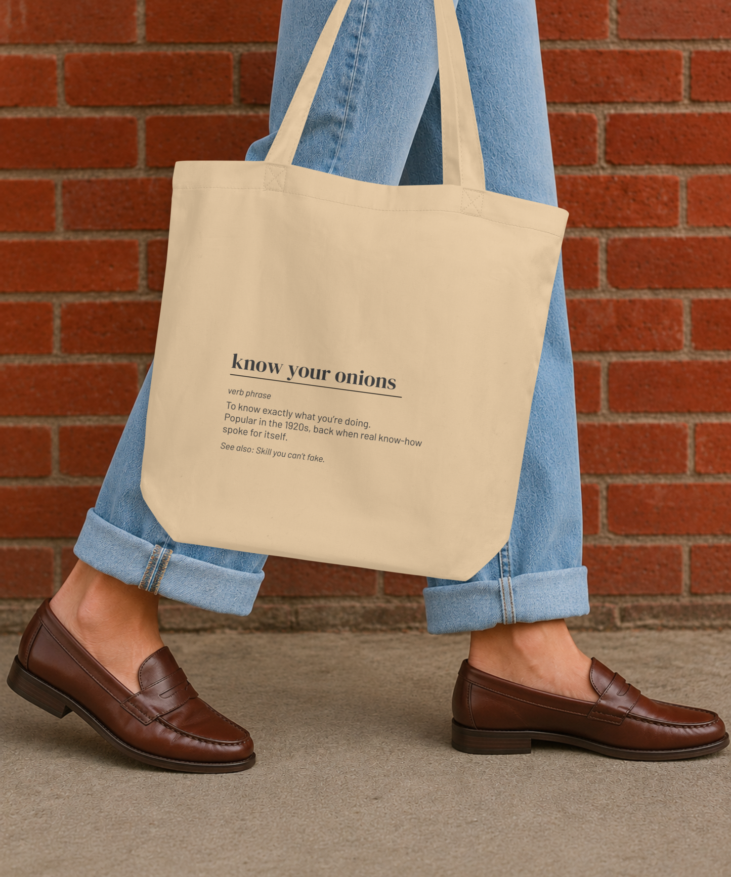 Know Your Onions Tote — Vintage Slang Canvas Bag, 1920s Wit Gift