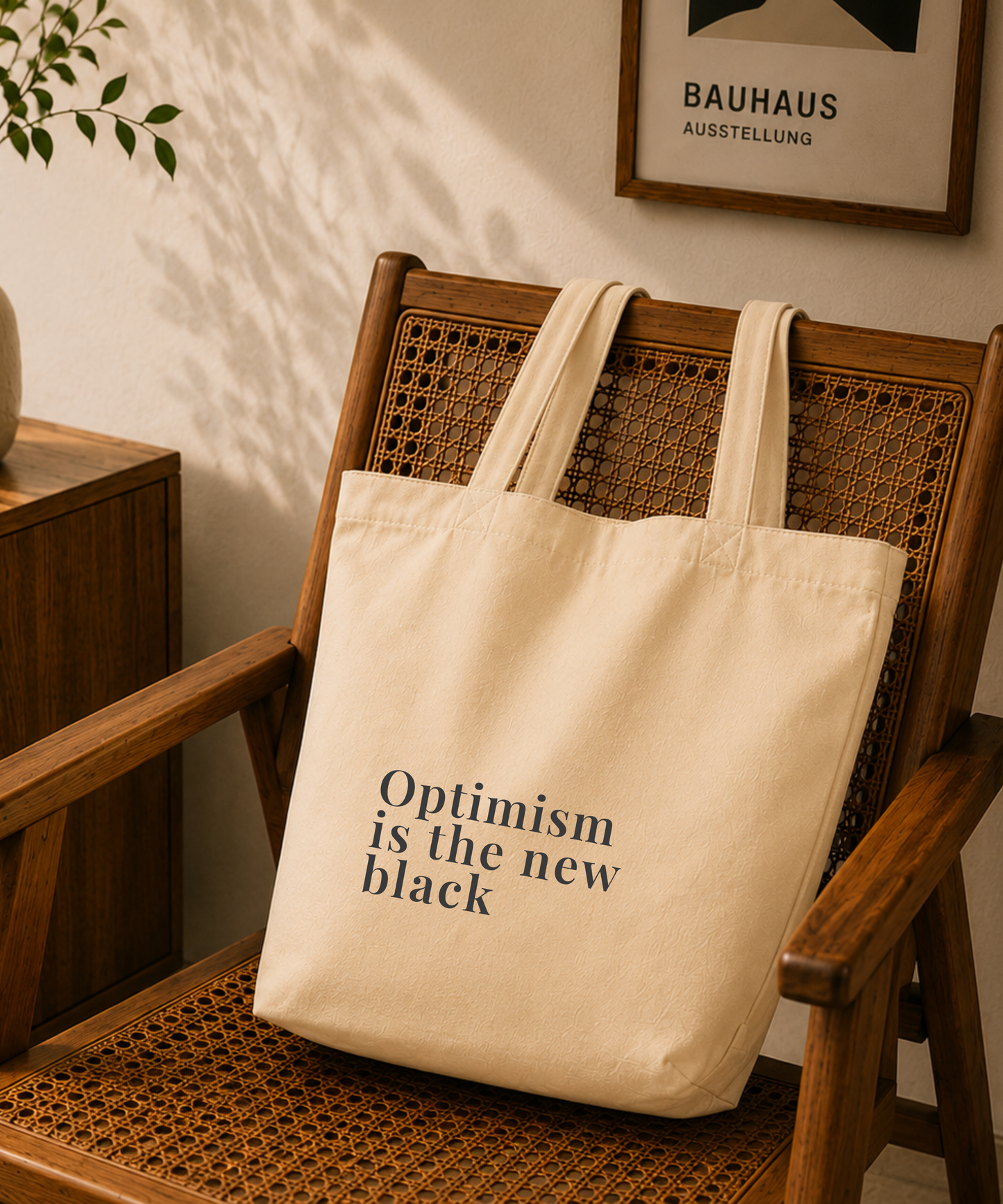 Optimism Is the New Black Canvas Tote