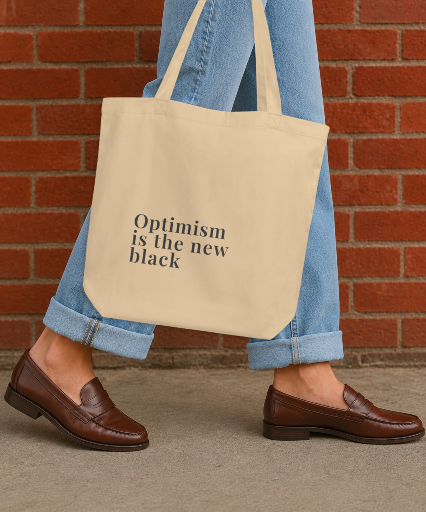 Optimism Is the New Black Canvas Tote