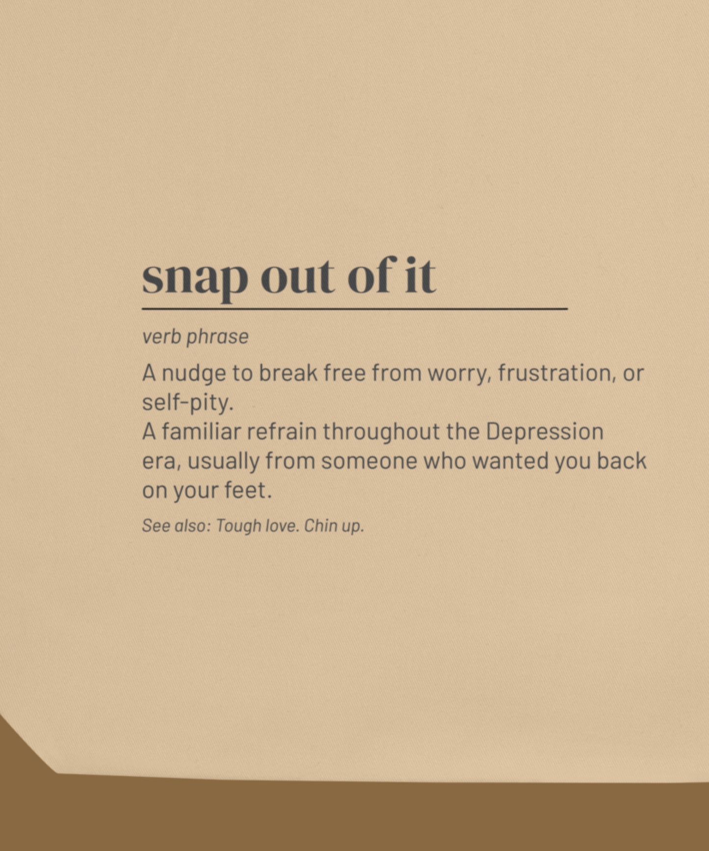 Snap Out of It Tote — Vintage Slang Canvas Bag, Retro Wit Gift
