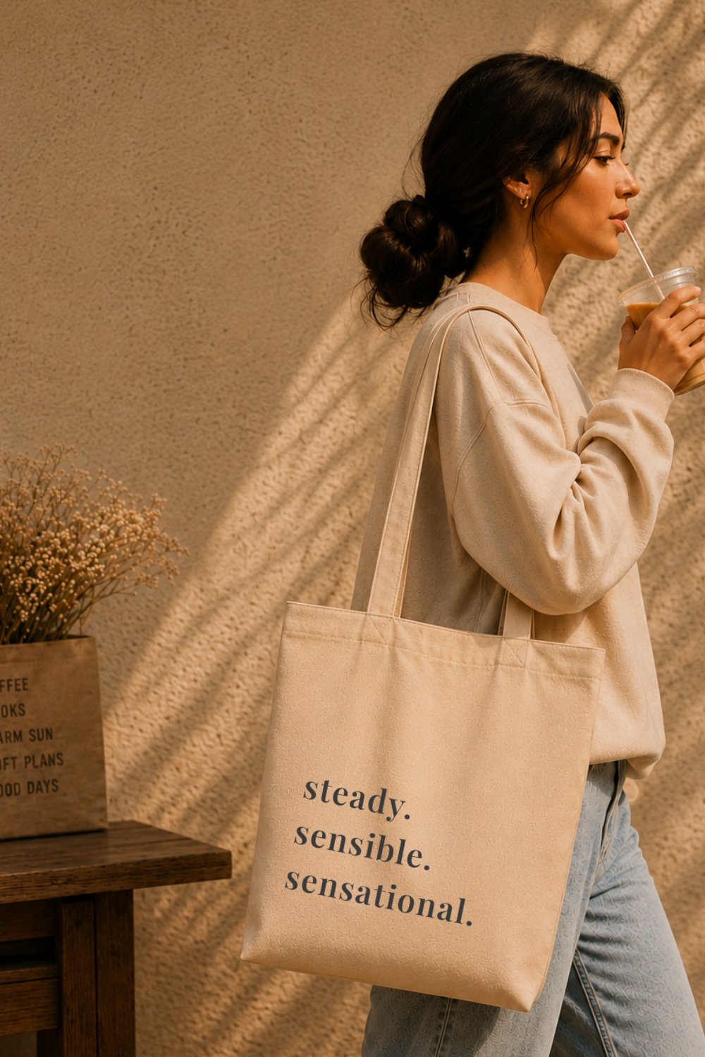 Steady Sensible Sensational Canvas Tote — Retro Inspired Bag, Thoughtful Gift for Her