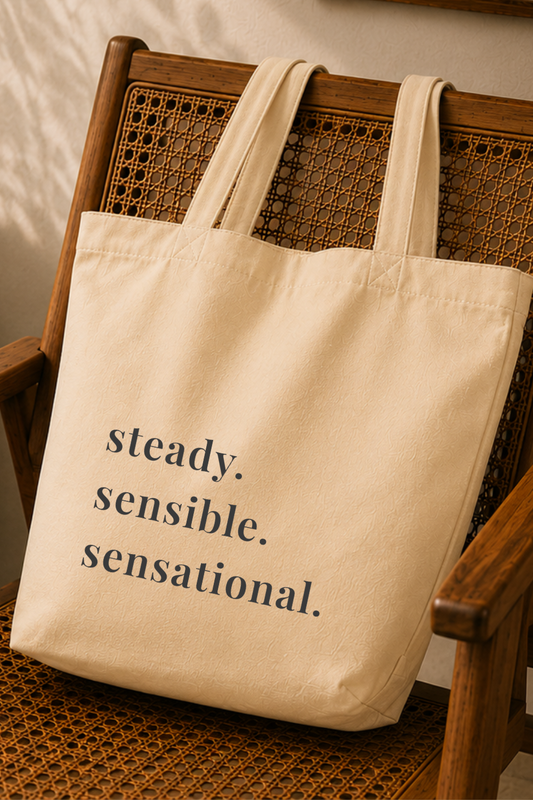 Steady Sensible Sensational Canvas Tote — Retro Inspired Bag, Thoughtful Gift for Her