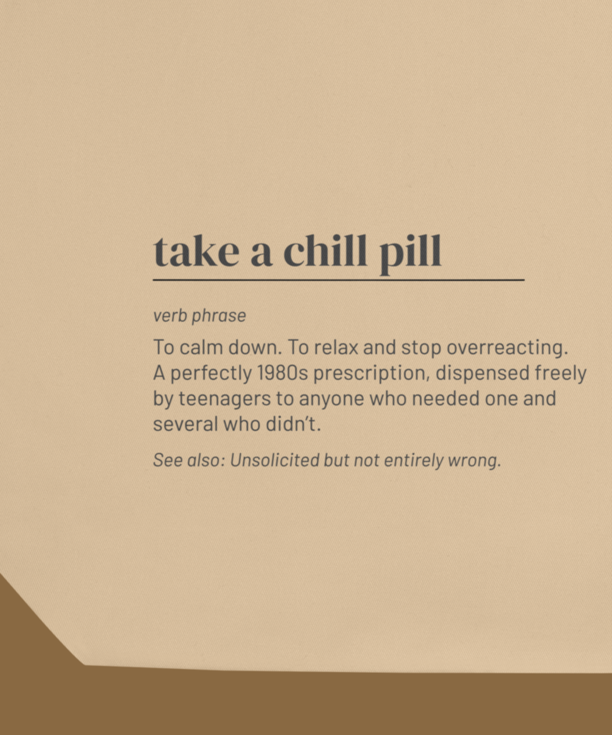 Take a Chill Pill — 80s Slang Definition Tote Bag, Gen X Gift, Retro Humor Canvas Bag
