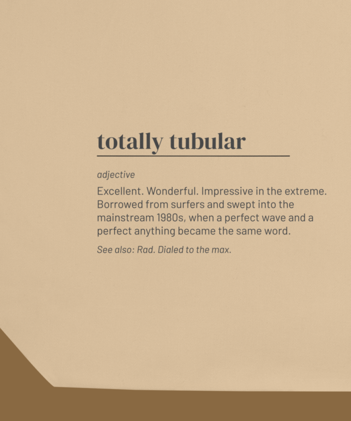 Totally Tubular — 80s Slang Definition Tote Bag, Gen X Gift, Retro Surfer Canvas Bag