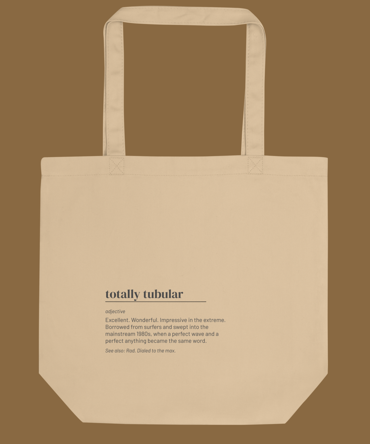 Totally Tubular — 80s Slang Definition Tote Bag, Gen X Gift, Retro Surfer Canvas Bag