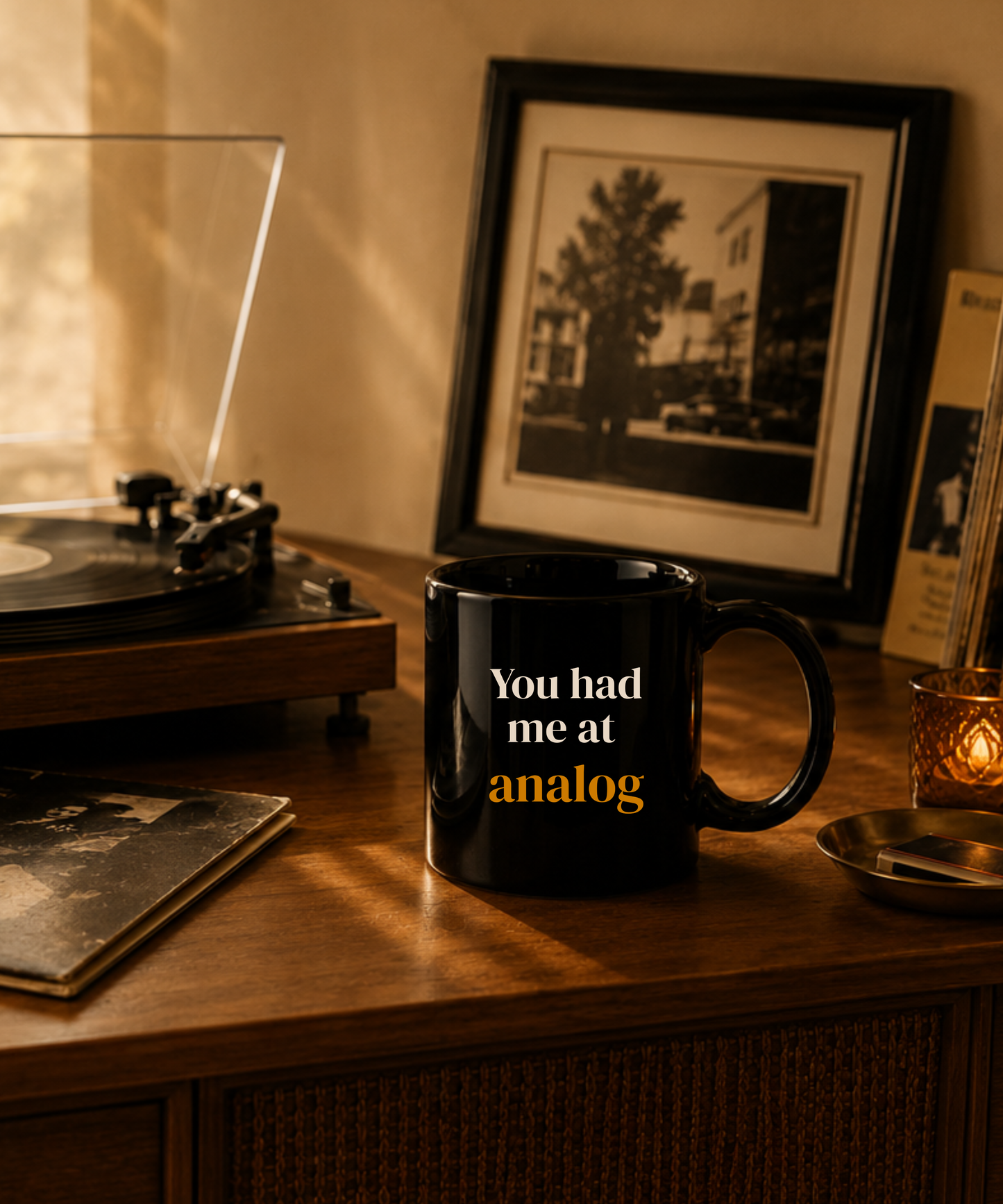 You Had Me at Analog Mug — Retro Coffee Cup for Vinyl Lovers, Book Lovers & Old Soul Gift